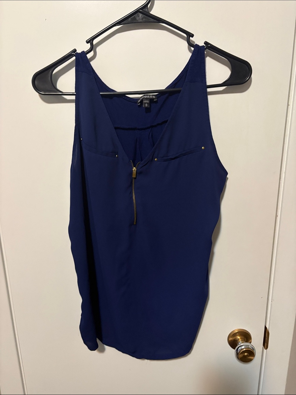 Express Navy Sleeveless Zip-Front Camisole